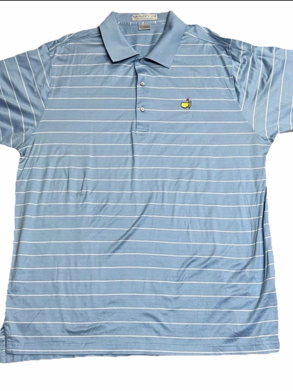 Masters Sky Blue Striped Polo with Embroidered Logo